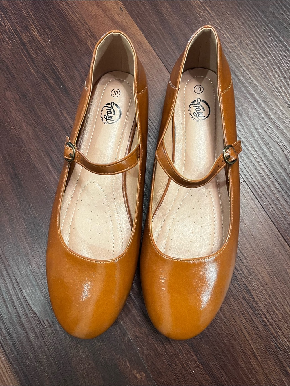 Mary Jane Flats - Tan/ Brown/Cognac size 10